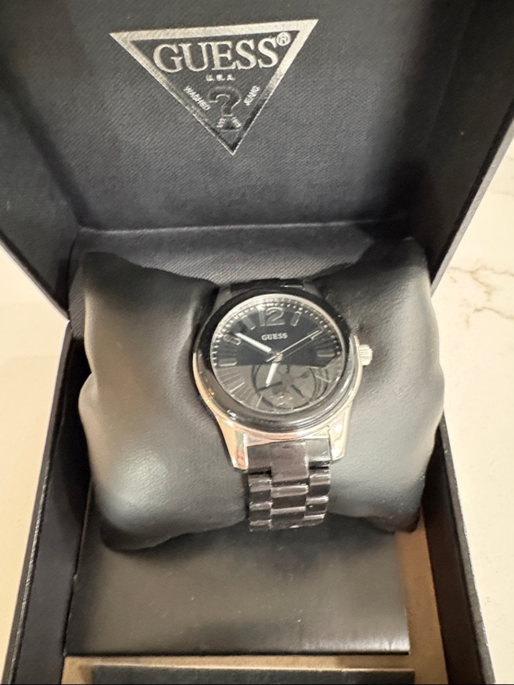 Guess Black Dial Stainless Steel Bracelet Watch